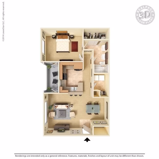 1 Bed • 1 Bath 0513 floor plan